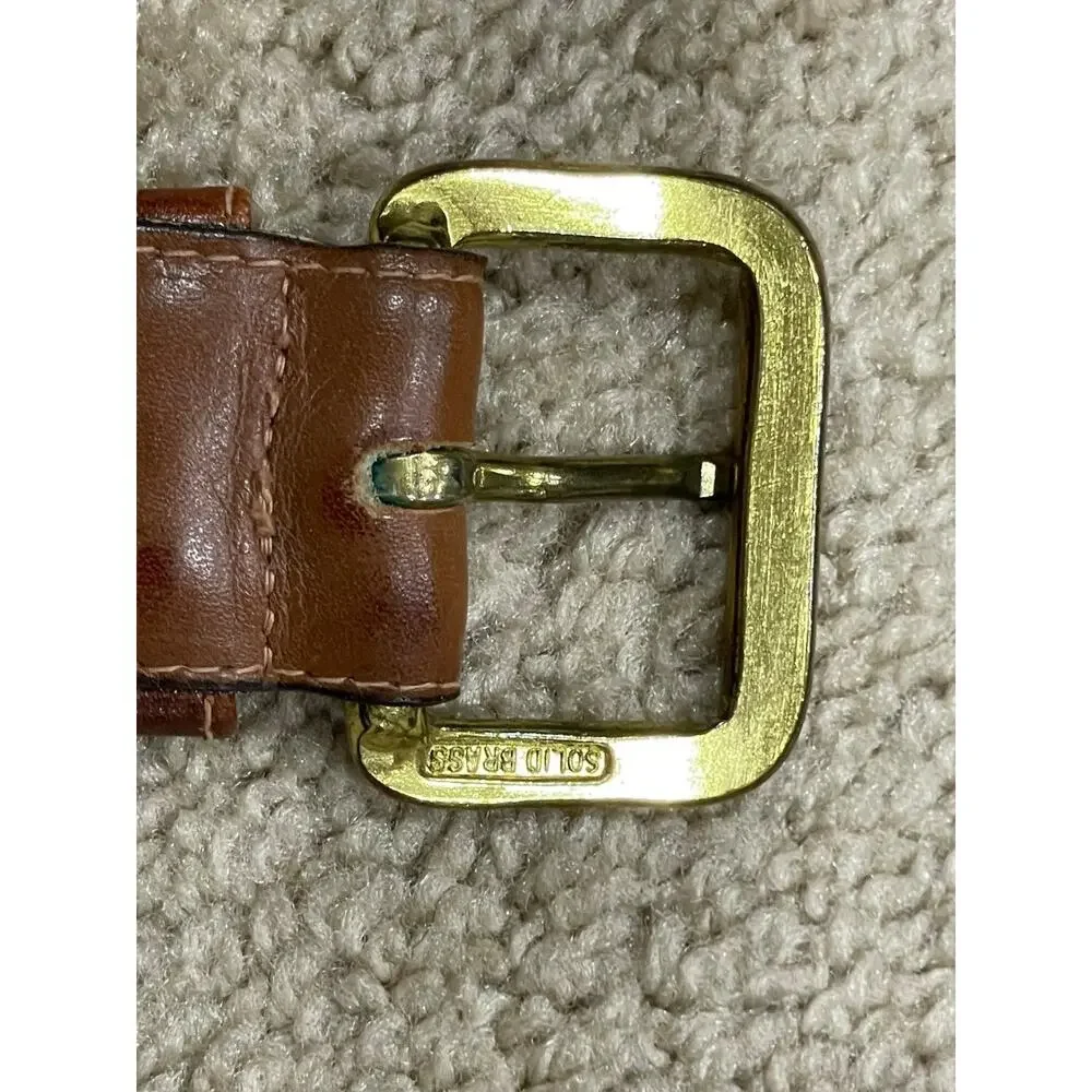 Waterbury CT Brown Leather Belt Brass Buckle Men's 32 Made in USA *Read